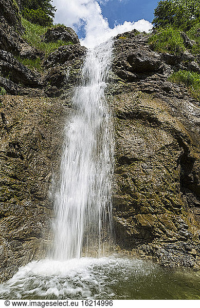 Germany  Bavaria View of waterfall at Roggentalbach