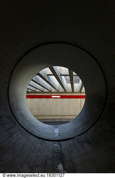 Germany  Berlin  Ceiling of Berlin Tegel Airport seen from inside of circular tunnel