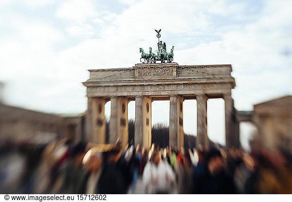 Germany  Berlin  Crowd of people in front of Brandenburg Gate