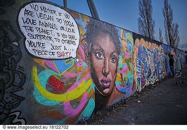Germany  Berlin  06. 12. 2020  Graffiti wall  artwork by graffiti artist Eme Freethinker Jamaica  Europe