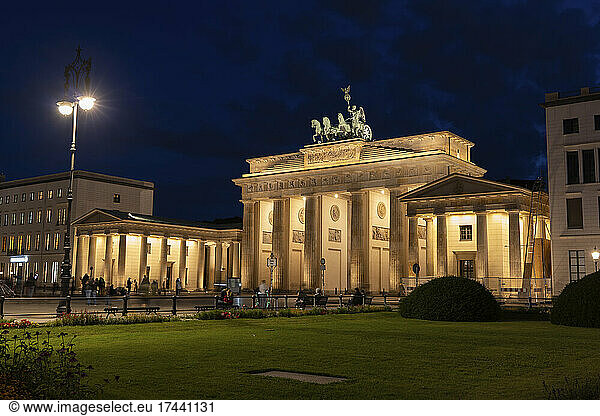 Germany  Berlin  Illuminated Brandenburg Gate at night