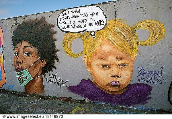 Germany  Berlin  15. 11. 2020  Mauerpark  Graffiti Wall  Caribbean Vandals  by graffiti artist Eme Freethinker Jamaica  Europe