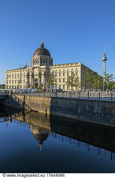 Germany  Berlin  River Spree canal with Berlin Palace in background