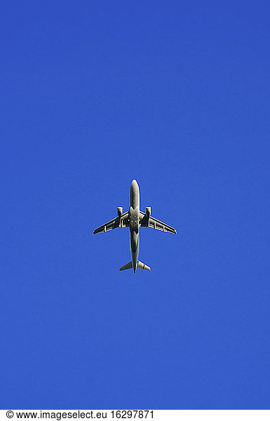 Germany  Berlin  View of Aeroplane against blue sky