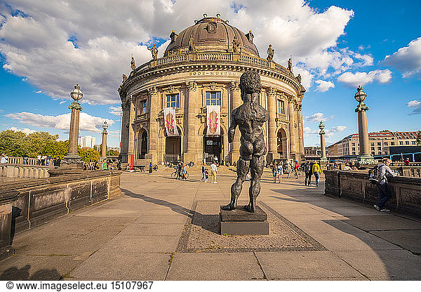 Germany  Berlin  view to Bode Museum with sculpture 'Hector' of Markus Luepertz in the foreground