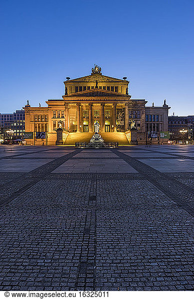 Germany  Berlin  view to lighted concert hall at Gendarmenmarkt in the evening