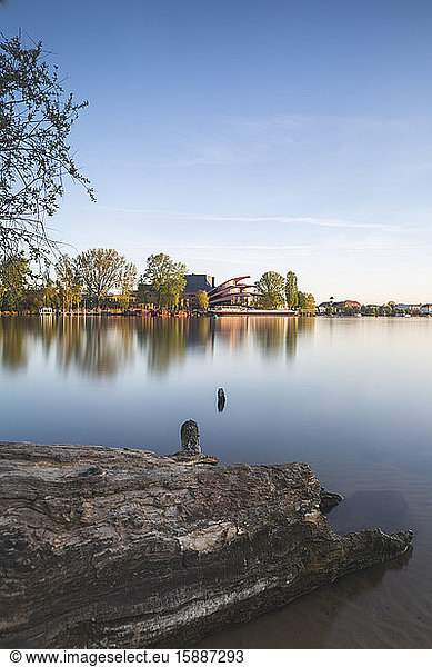 Germany  Brandenburg  Potsdam  Bank of Havel river with Hans Otto Theater in background