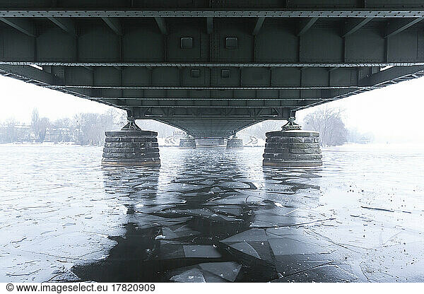 Germany  Brandenburg  Potsdam  Ice floating under Glienicke Bridge