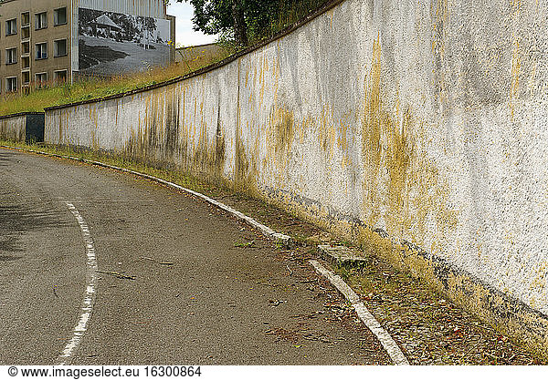 Germany  Brandenburg  Wustermark  Olympic village 1936  decaying street and wall