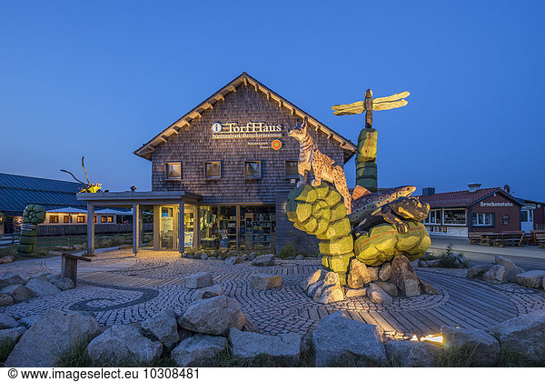 Germany  Clausthal-Zellerfeld  visitor center TorfHaus at evening twilight