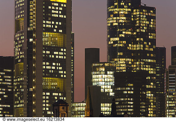 Germany Frankfurt on the Main Financial district at night