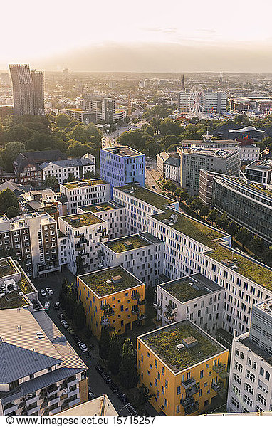 Germany  Hamburg  Aerial view of Neustadt apartment buildings
