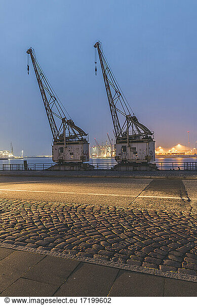 Germany  Hamburg  Altona  Cranes at harbor