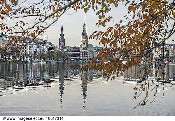 Germany  Hamburg  Binnenalster lake in autumn