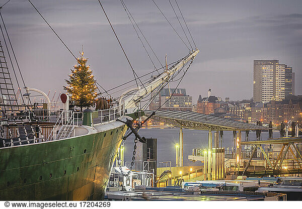 Germany  Hamburg  Christmas Tree on Museum Ship