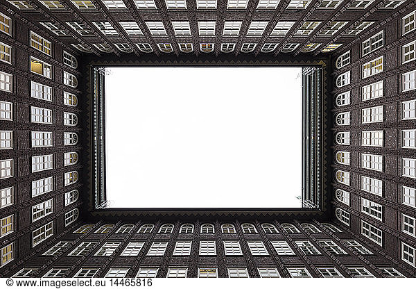 Germany  Hamburg  courtyard of Chile House seen from below