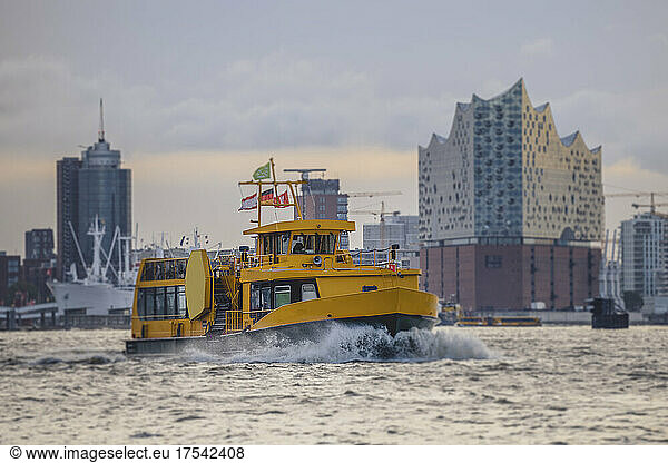 Germany  Hamburg  Elbe ferry with Elbphilharmonie in background