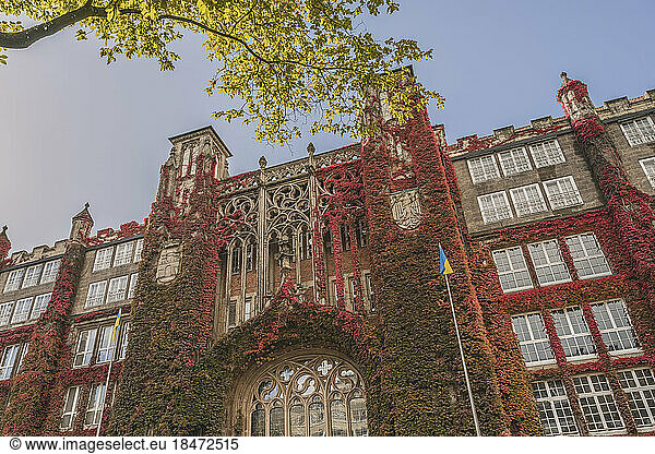 Germany  Hamburg  Overgrown facade of old post office building