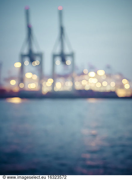 Germany Hamburg  Port of Hamburg  Container Terminal  blurred