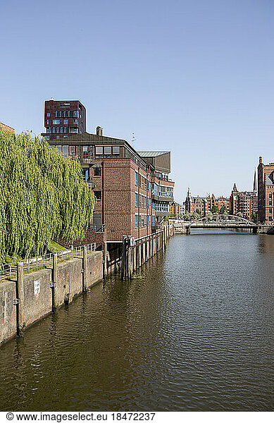Germany  Hamburg  River flowing through historic Speicherstadt district
