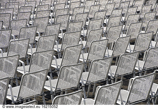Germany  Hamburg  Steel chairs in Planten un Blomen park