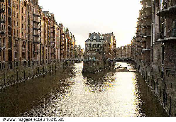 Germany  Hamburg  view from Poggenmühlenbrücke to Speicherstadt