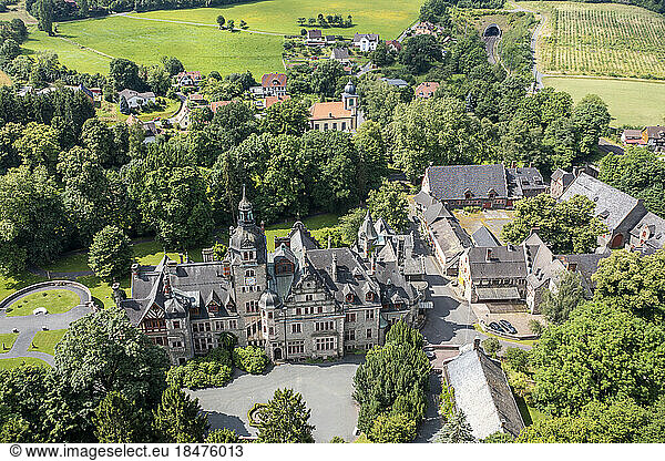 Germany  Hesse  Ramholz  Aerial view of Schloss Ramholz in summer