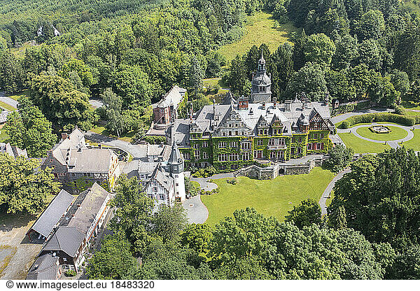 Germany  Hesse  Ramholz  Aerial view of Schloss Ramholz in summer