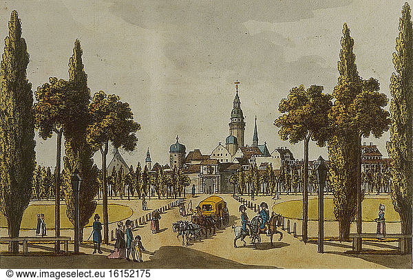Germany  Leipzig  town gate / etching
