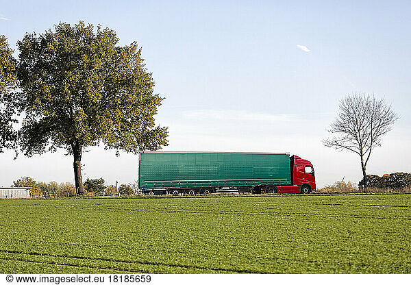 Germany  Lower Saxony  truck on country road