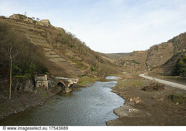 Germany  Mayschoss  Houses and bridges destroyed by flood in Ahr valley