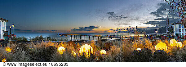 Germany  Mecklenburg-Vorpommern  Binz  Glowing spheres on beach of Rugen island