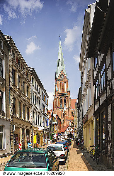 Germany  Mecklenburg-Vorpommern  Schwerin  Old Town  Cathedral in background