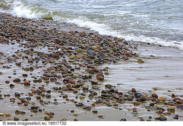 Germany  Mecklenburg-Vorpommern  Stones on sandy beach