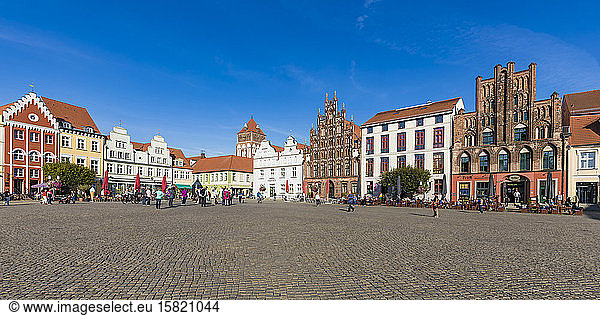 Germany  Mecklenburg-Western Pomerania  Greifswald  Panorama of old town market square
