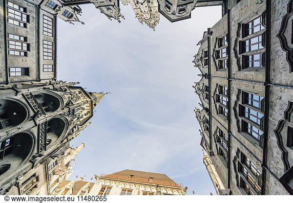 Germany  Munich  facades at town hall square seen from below