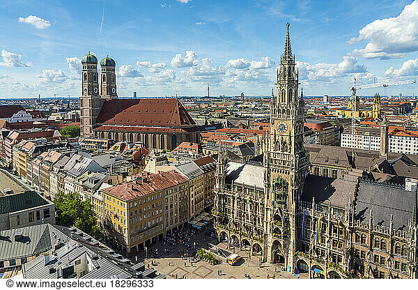 Germany  Munich  New Town Hall with Frauenkirche in background