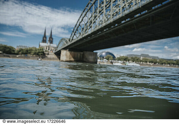 Germany  North Rhine Westphalia  Cologne  Rhine river under Hohenzollern Bridge