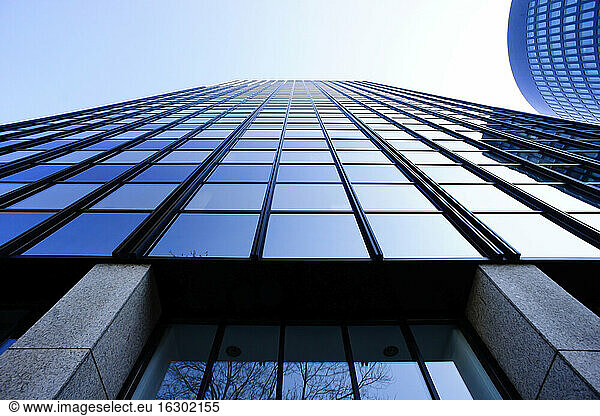 Germany  North Rhine-Westphalia  Dortmund  facade of high-rise office building  view from below