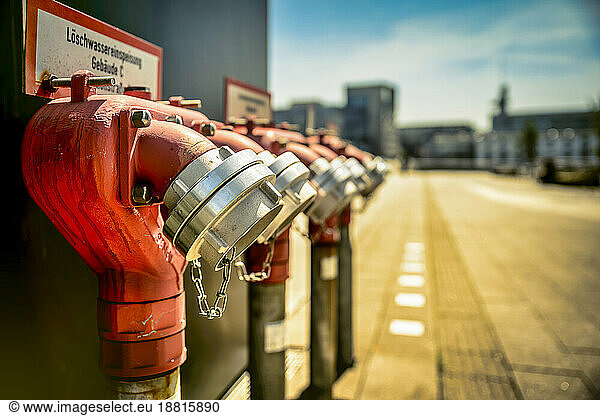 Germany  North Rhine Westphalia  Fire hydrants in Media Harbor