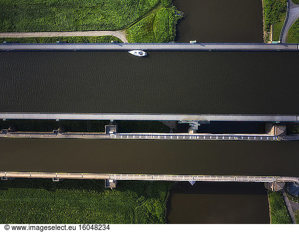 Germany  North Rhine-Westphalia  Minden  Aerial view of Minden Aqueduct