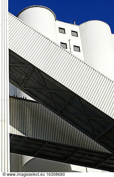 Germany  North Rhine-Westphalia  Minden  part of facade and conveyor system of industrial plant