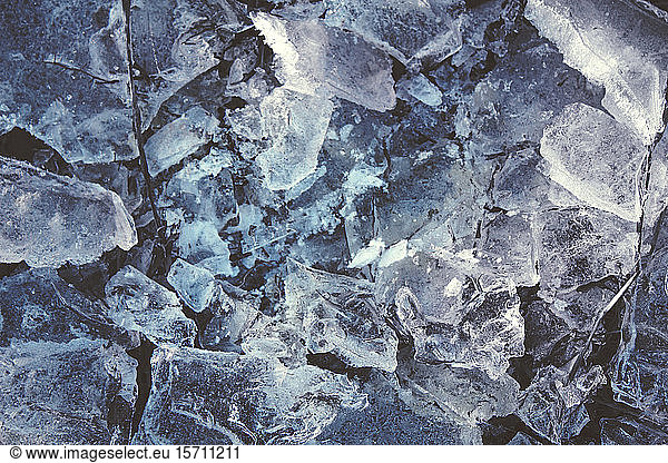 Germany  North Rhine-Westphalia  Wuppertal  Close-up of cracked ice in winter