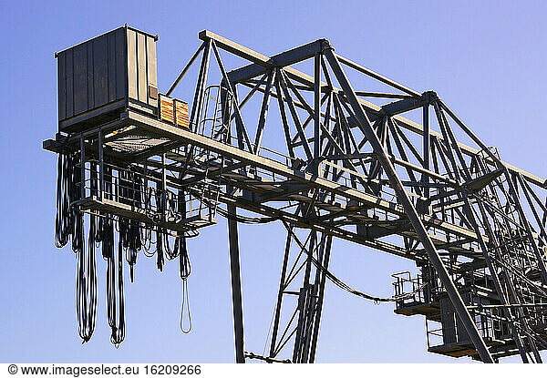 Germany  Old gantry crane against clear sky