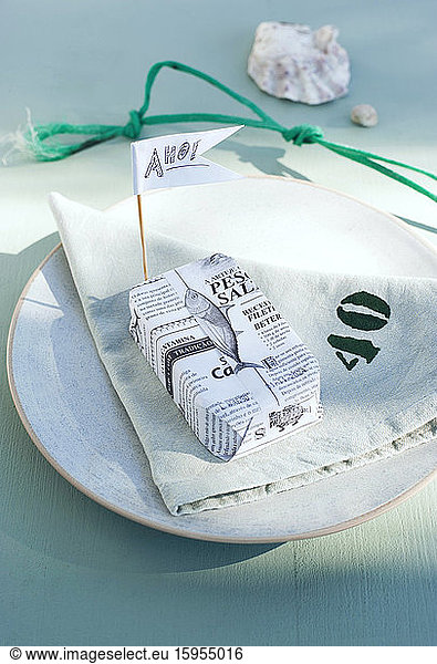 Germany  Plate  cloth napkin and DIY maritime paper decoration