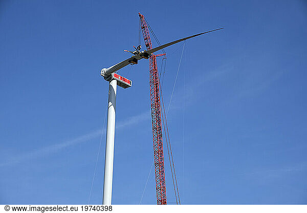 Germany  Rhineland-Palatinate  Flonheim  Construction of large wind turbine