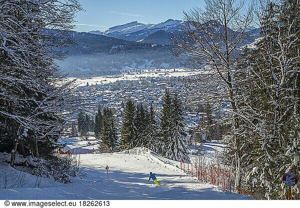 Germany's longest ski run  Nebelhorn ski area  below the village of Oberstdorf  Oberallgäu