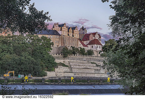 Germany  Saxony-Anhalt  Bernburg  Bernburg Castle in the evening