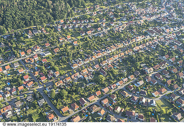 Germany  Saxony-Anhalt  Gernrode  Aerial view of residential district n Harz