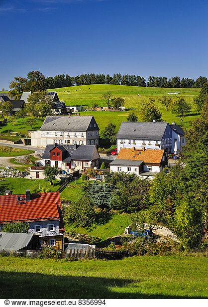 Germany  Saxony  Hinterhermsdorf  Townscape with Upper Lusatian houses